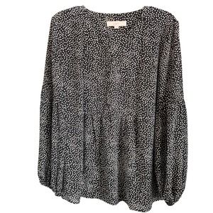 Ann Taylor Loft Women's Black and White Long Sleeve Polka Dot Blouse Size Medium